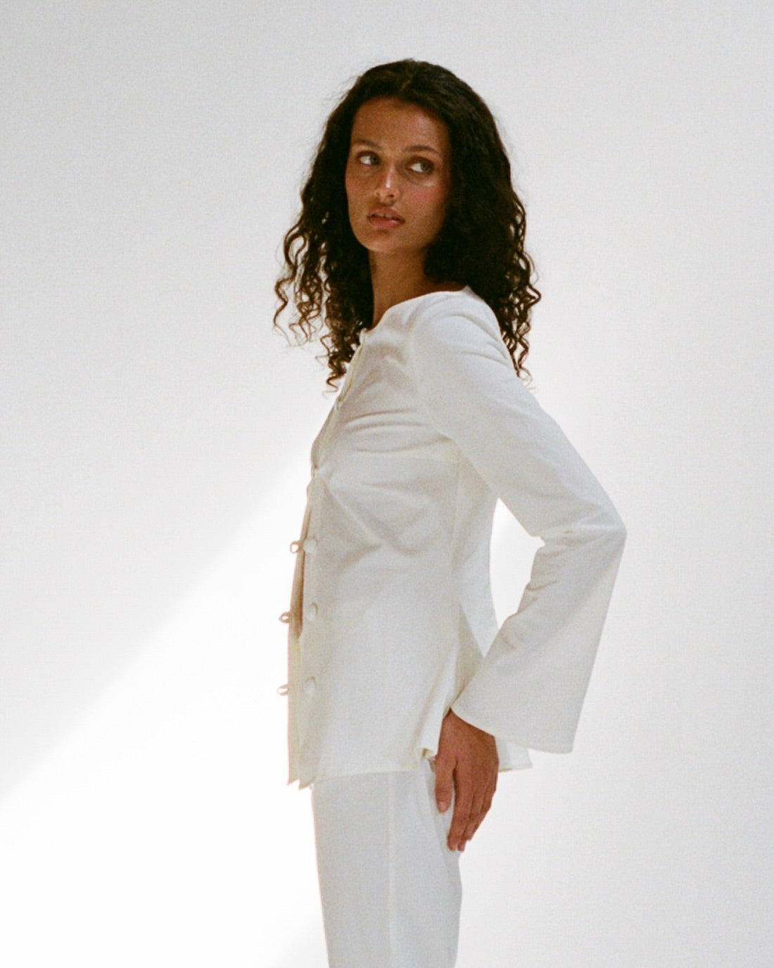 The Breezy Blouse in Vanilla Stripes