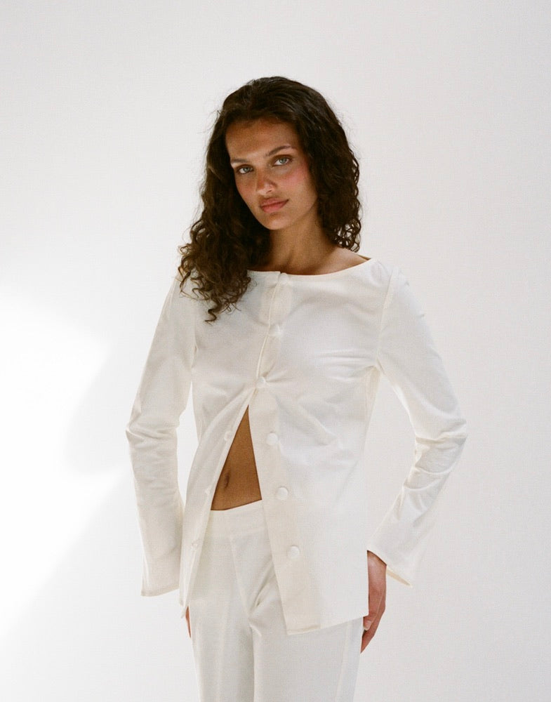 The Breezy Blouse in Vanilla Stripes