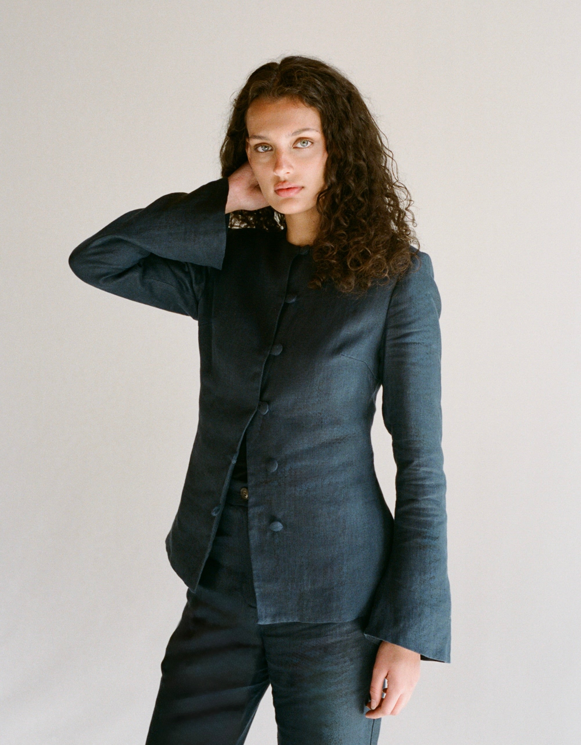 The Jackie Jacket in Denim Linen