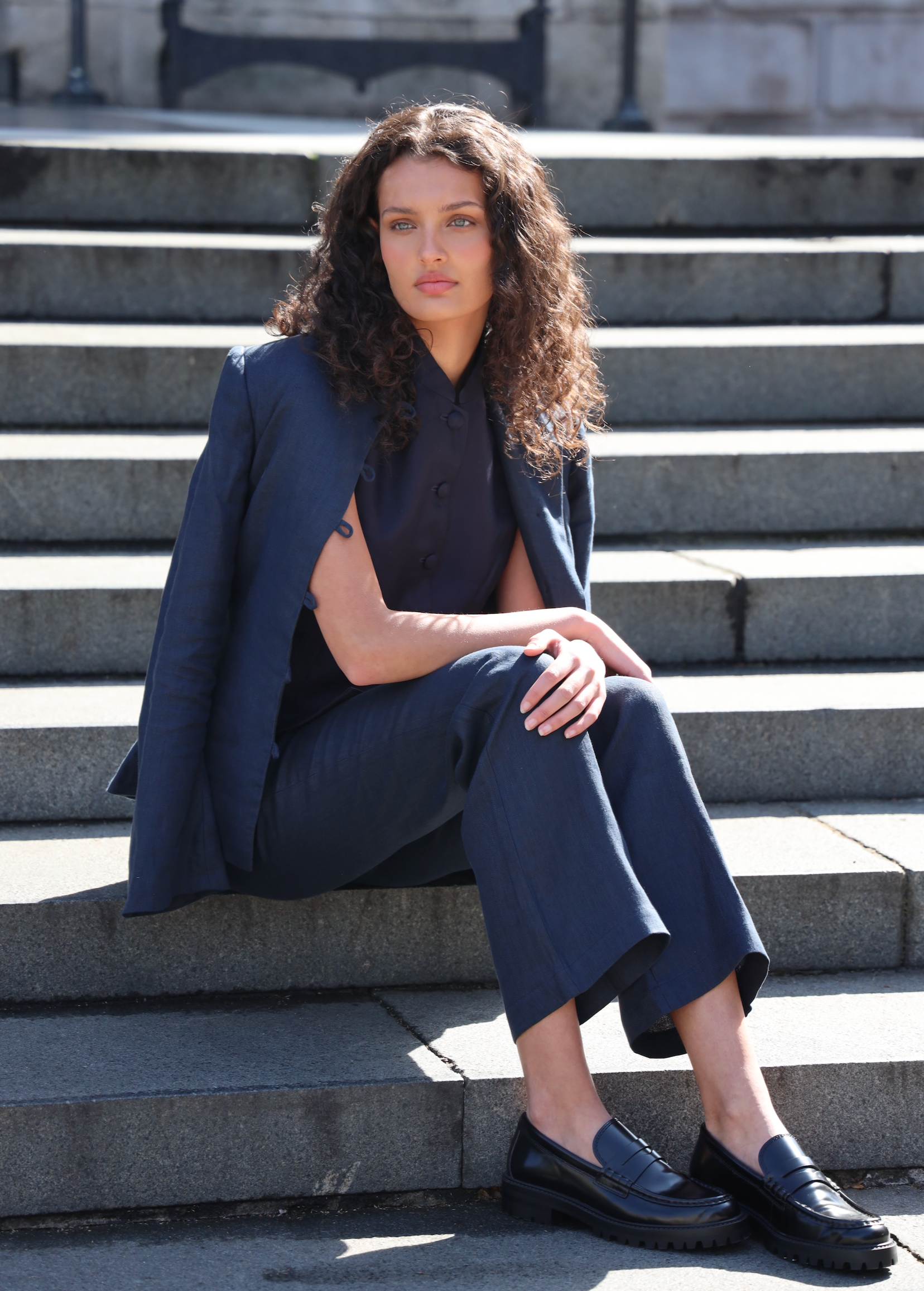The Jackie Pants in Denim Linen