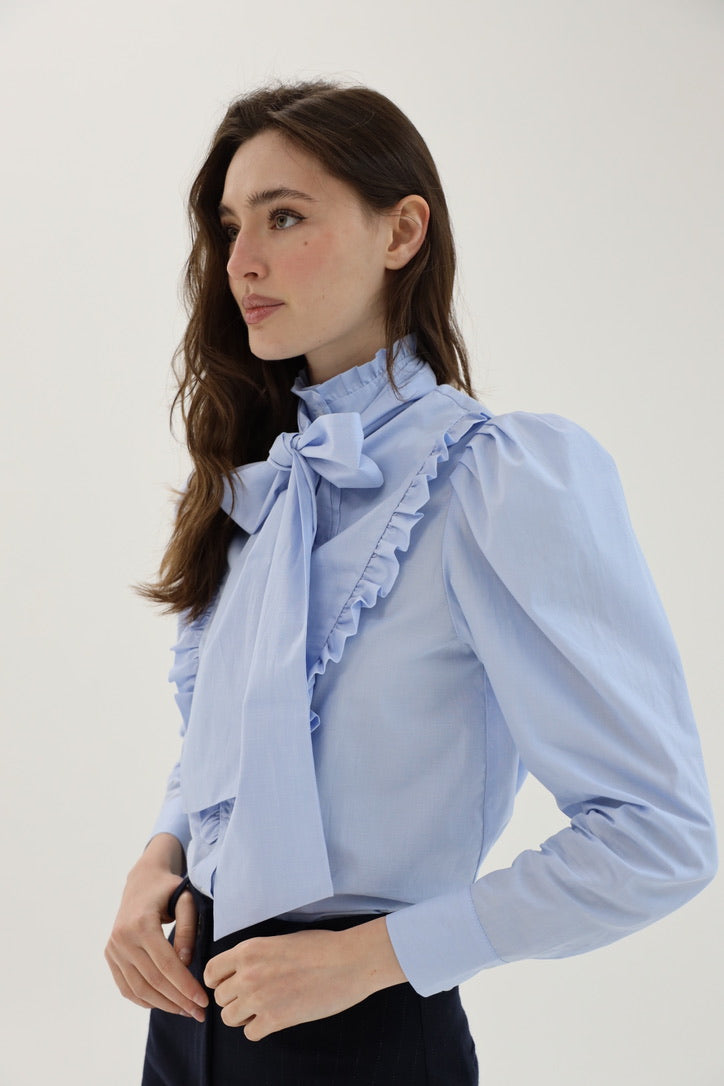 The Waldorf Blouse in Blue Sky