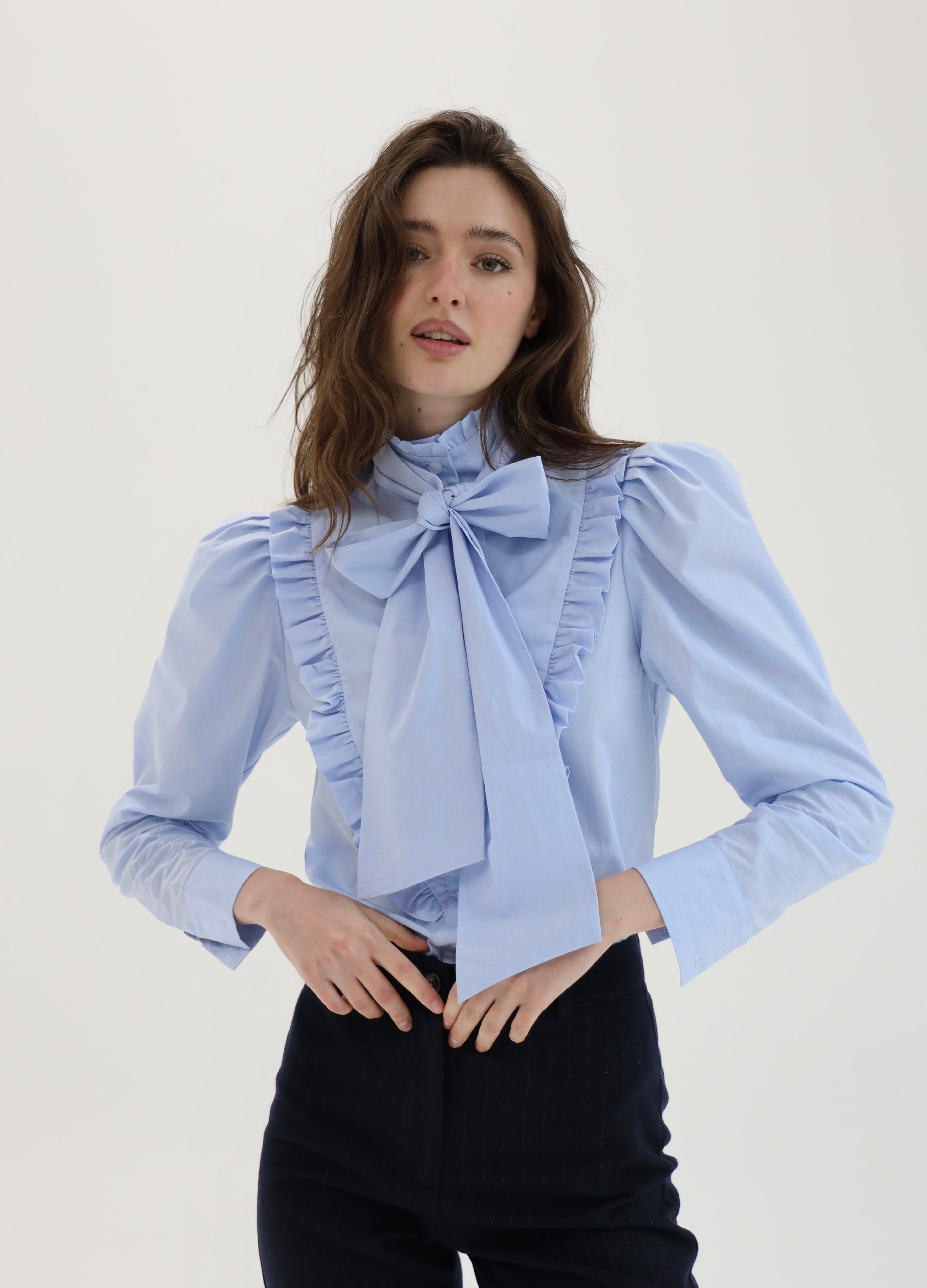 The Waldorf Blouse in Blue Sky