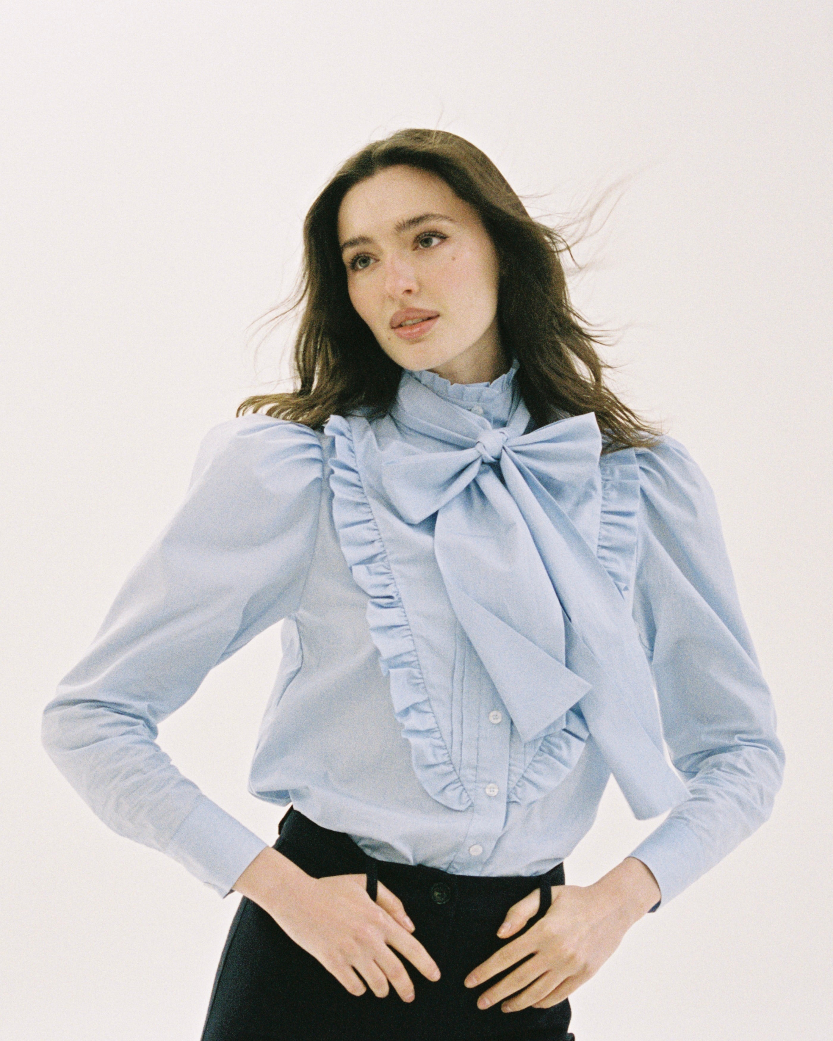 The Waldorf Blouse in Blue Sky