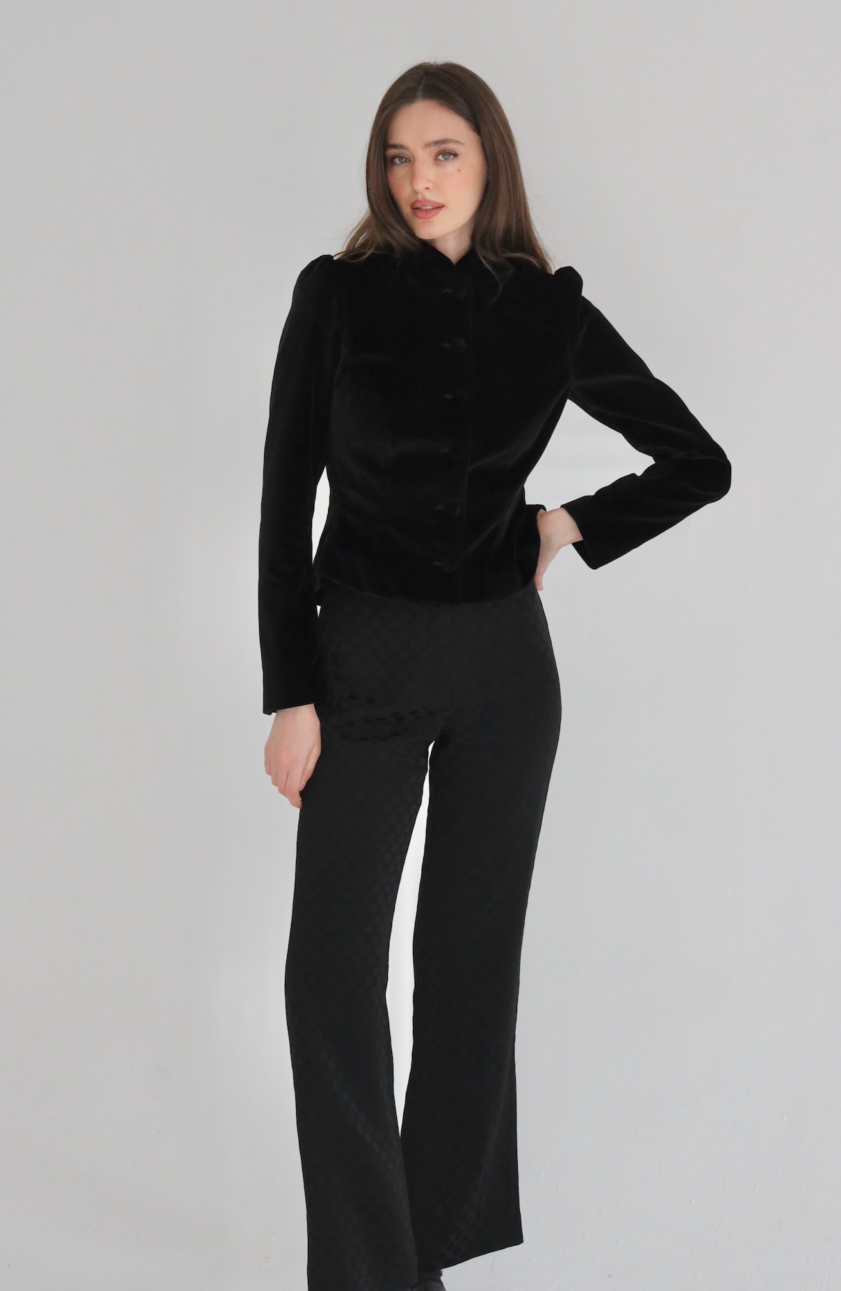 The Jackie Pants in Black Dots